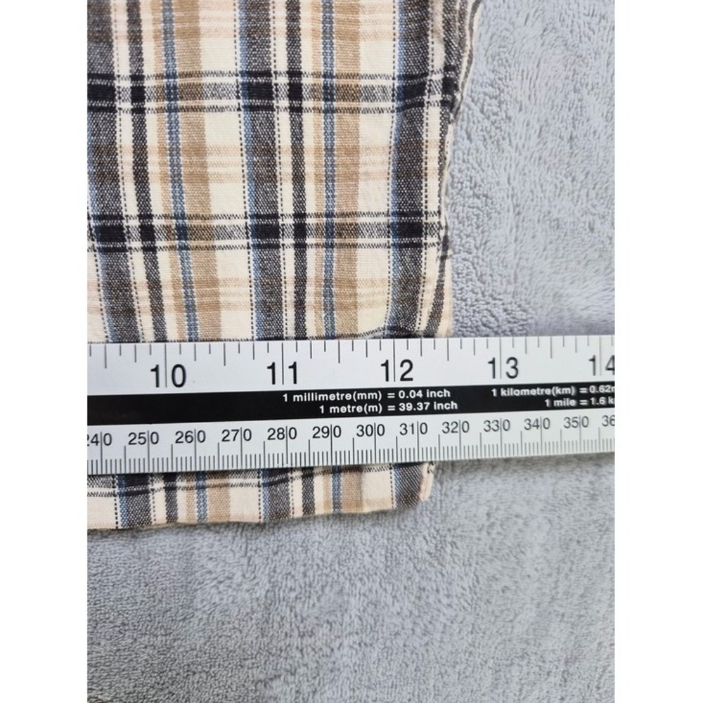 Faded Glory Womens Bermuda Shorts 10 Plaid Beige Blue Y2k Cotton Stretch Summer - Picture 10 of 10